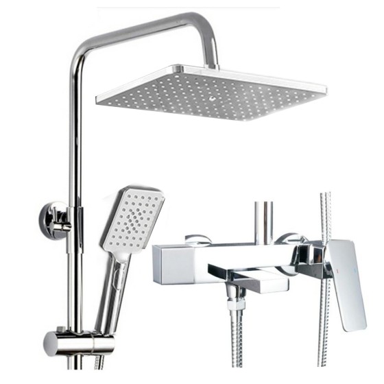 20272 chrome and black shower set square rose , china